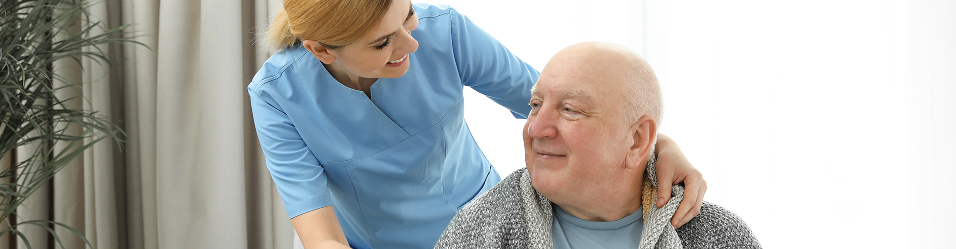 elder man and caretaker